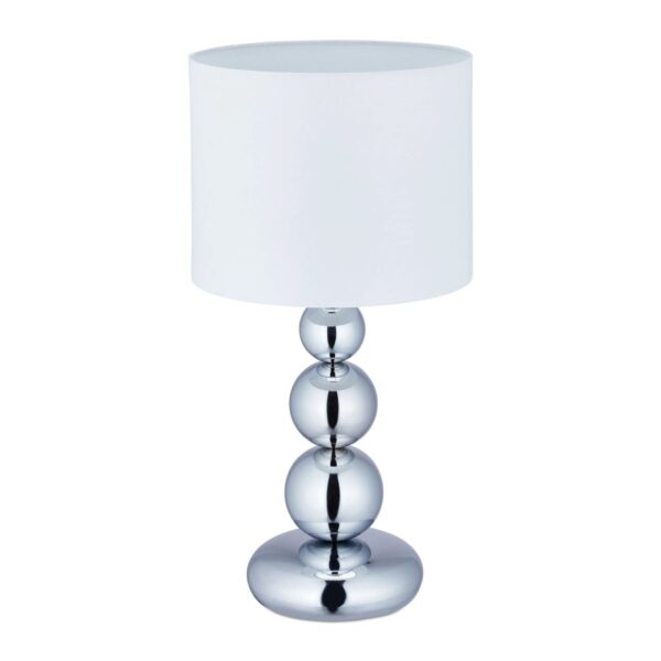 Relaxdays Tischlampe Eisen Silber Weiß mit Kippschalter 50 cm x 25 cm 1,2 kg