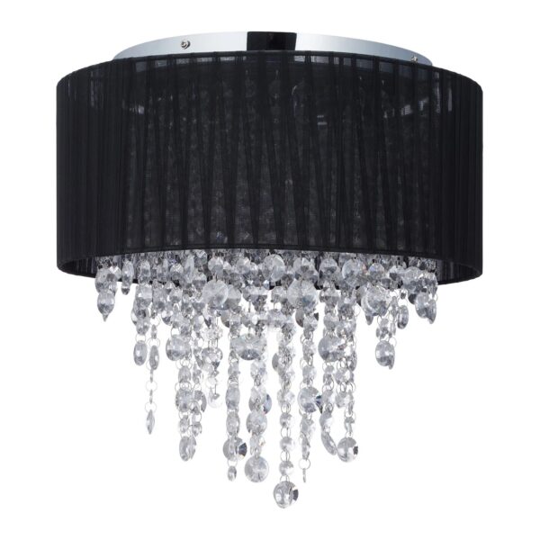 Relaxdays Deckenlampe Organza Eisen Schwarz 5-flammig mit Kristall 39 cm x 40 cm 2,1 kg