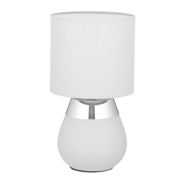 Relaxdays Tischlampe Eisen Silber Stoffschirm 32 cm x 18 cm 0,6 kg