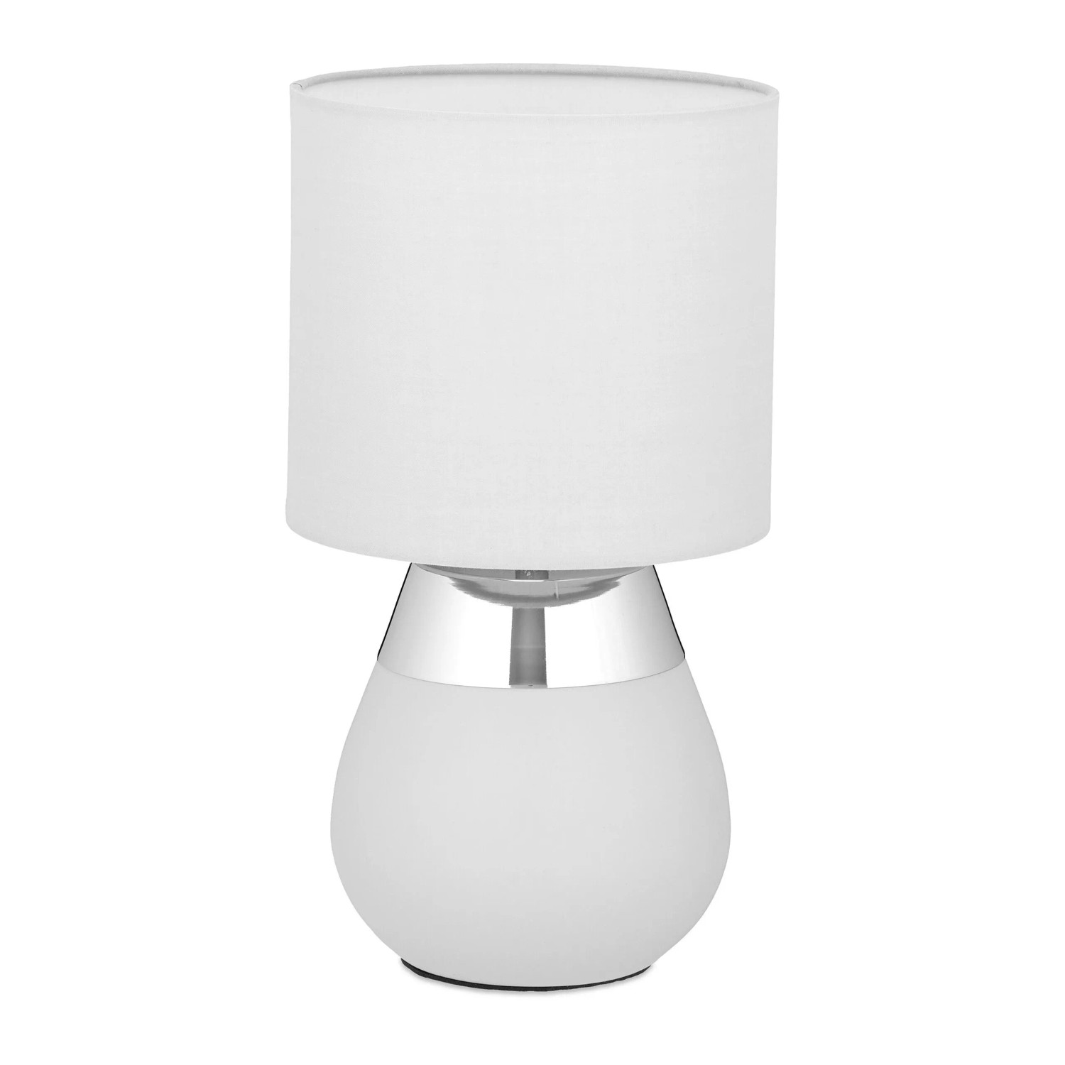 Relaxdays Tischlampe Eisen Silber Stoffschirm 32 cm x 18 cm 0,6 kg
