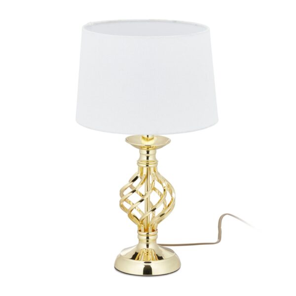 Relaxdays Tischlampe Eisen Stoff Gold Touch Dimmbar 43,5 cm x 25 cm 0,78 kg