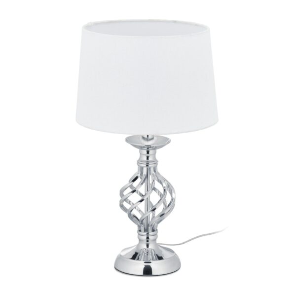 Relaxdays Tischlampe Eisen Stoff Silber Touch Dimmbar 43,5 cm x 25 cm 0,78 kg