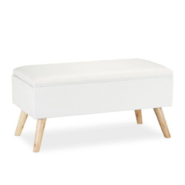 Relaxdays Sitzbank Stoff Weiß mit Stauraum 39,5 cm x 79,5 cm x 39,5 cm 11,6 kg