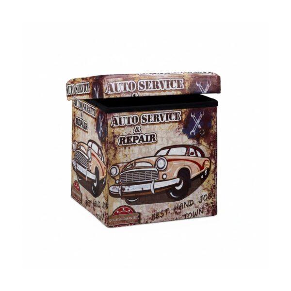 Relaxdays Sitzhocker Kunstleder Trendmotiv Faltbar mit Stauraum 38 cm x 38 cm x 38 cm 2,5 kg