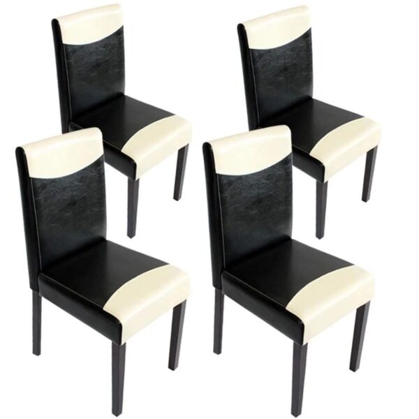 MCW Esszimmerstuhl Littau 4er-Set Kunstleder Schwarz-Weiß Dunkle Beine MCW Esszimmerstuhl Littau 4er-Set Kunstleder Schwarz-Weiß Dunkle Beine