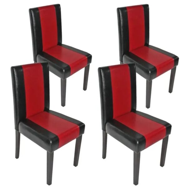 MCW Esszimmerstuhl Littau 4er-Set Kunstleder Schwarz-Rot Dunkle Beine MCW Esszimmerstuhl Littau 4er-Set Kunstleder Schwarz-Rot Dunkle Beine