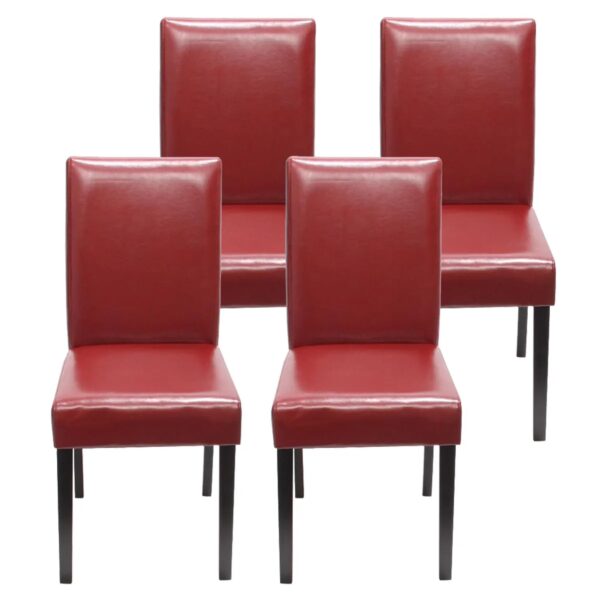 MCW Esszimmerstuhl Littau 4er-Set Kunstleder Rot Dunkle Beine MCW Esszimmerstuhl Littau 4er-Set Kunstleder Rot Dunkle Beine