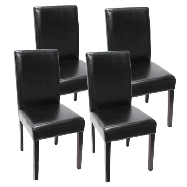 MCW Esszimmerstuhl Littau 4er-Set Kunstleder Schwarz Dunkle Beine