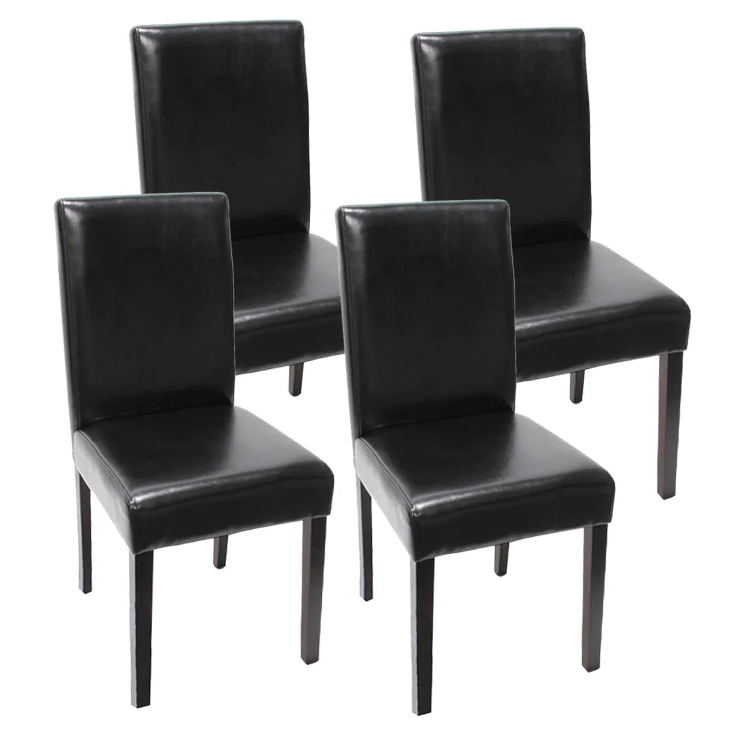 MCW Esszimmerstuhl Littau 4er-Set Kunstleder Schwarz Dunkle Beine