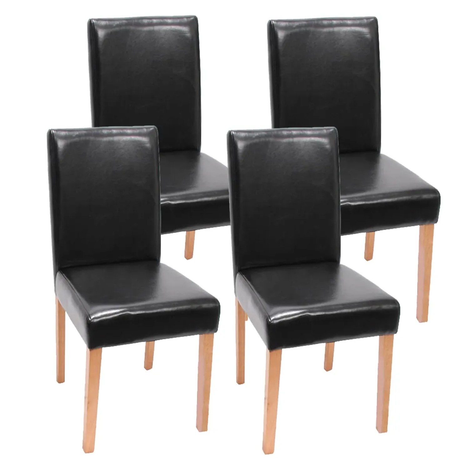 MCW Esszimmerstuhl Littau 4er-Set Kunstleder Schwarz Helle Beine