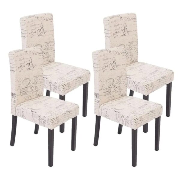 MCW Esszimmerstuhl Littau Schrift 4er-Set Textil mit Schriftzug Creme Dunkle Beine MCW Esszimmerstuhl Littau Schrift 4er-Set Textil mit Schriftzug Creme Dunkle Beine