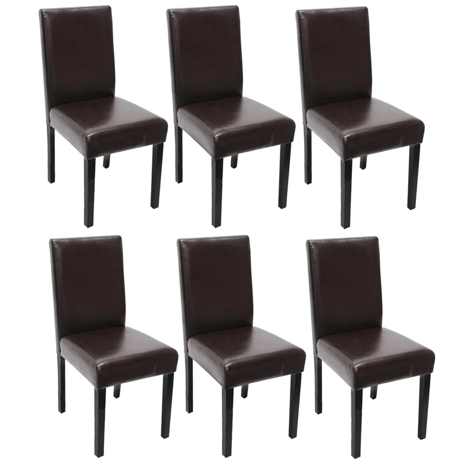 MCW Esszimmerstuhl Littau Kunstleder 6er-Set Kunstleder Braun Dunkle Beine