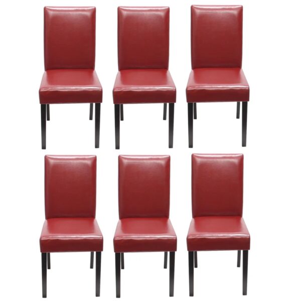 MCW Esszimmerstuhl Littau Kunstleder 6er-Set Kunstleder Rot Dunkle Beine