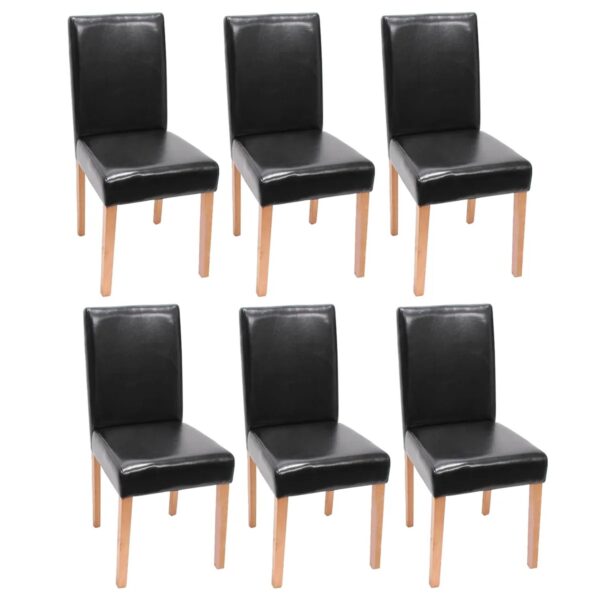 MCW Esszimmerstuhl Littau Kunstleder 6er-Set Kunstleder Schwarz Helle Beine