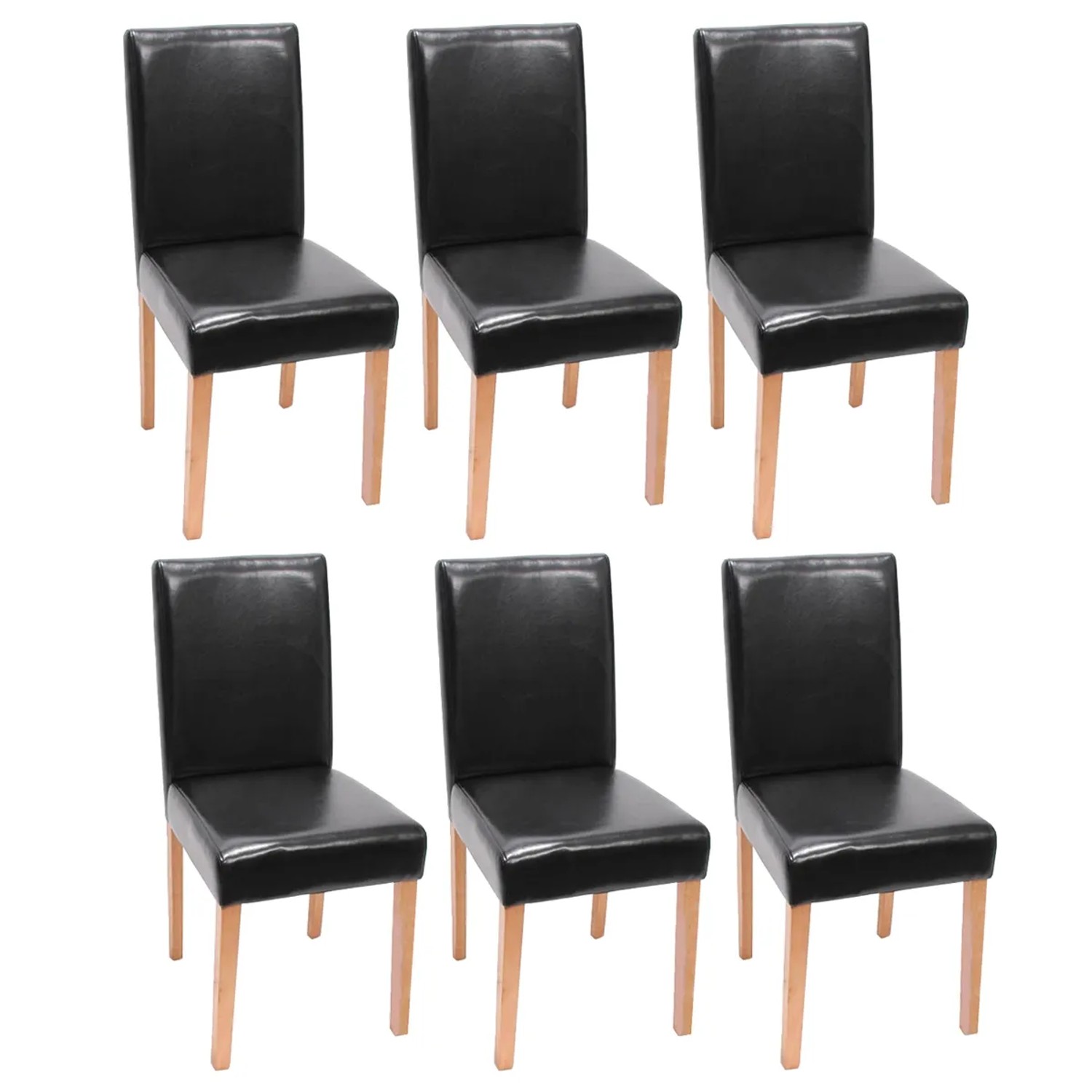 MCW Esszimmerstuhl Littau Kunstleder 6er-Set Kunstleder Schwarz Helle Beine