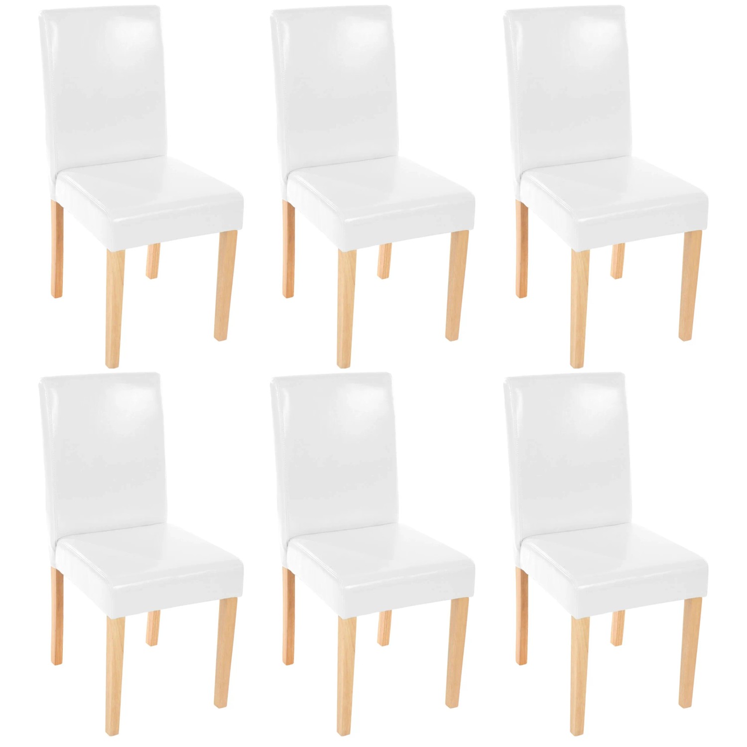 MCW Esszimmerstuhl Littau Kunstleder 6er-Set Kunstleder Weiß Helle Beine