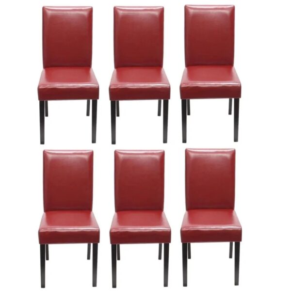 MCW Esszimmerstuhl Littau 6er-Set Leder Rot Dunkle Beine MCW Esszimmerstuhl Littau 6er-Set Leder Rot Dunkle Beine
