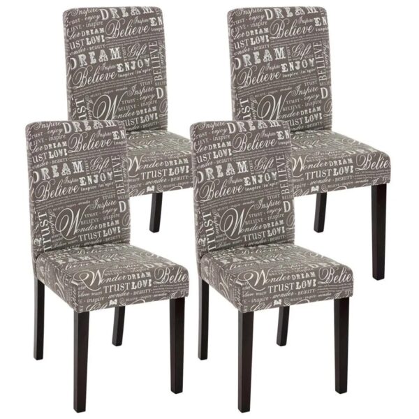 MCW Esszimmerstuhl Littau Schrift 4er-Set Textil mit Schriftzug Grau Dunkle Beine MCW Esszimmerstuhl Littau Schrift 4er-Set Textil mit Schriftzug Grau Dunkle Beine