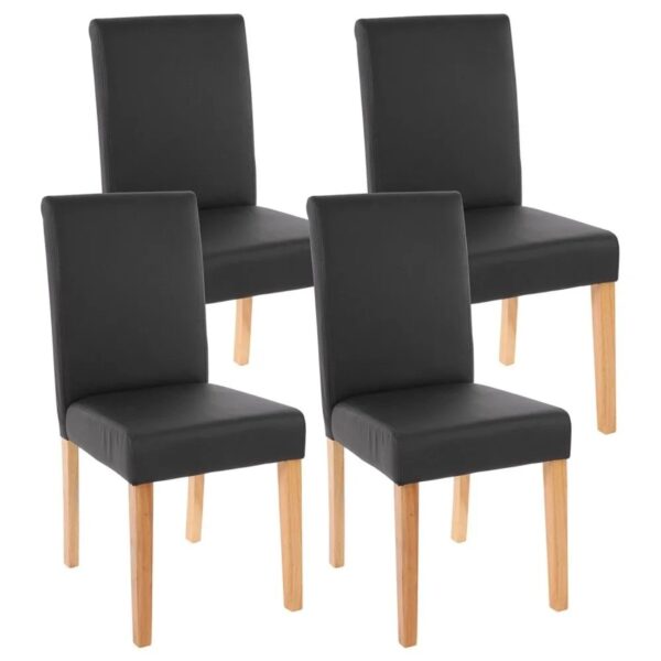 MCW Esszimmerstuhl Littau 4er-Set Kunstleder Schwarz Matt Helle Beine MCW Esszimmerstuhl Littau 4er-Set Kunstleder Schwarz Matt Helle Beine