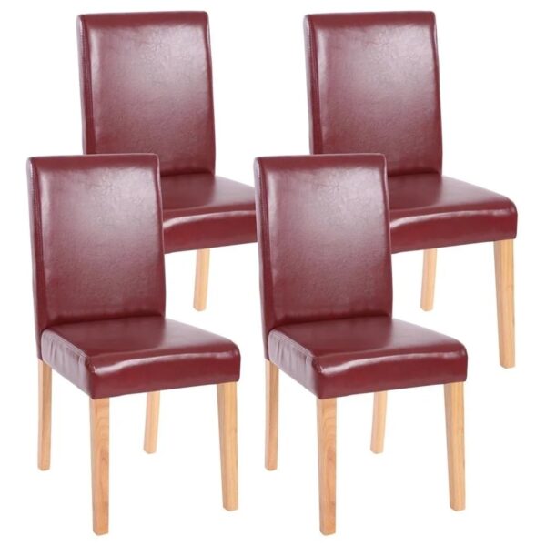 MCW Esszimmerstuhl Littau 4er-Set Kunstleder Rot-Braun Helle Beine MCW Esszimmerstuhl Littau 4er-Set Kunstleder Rot-Braun Helle Beine