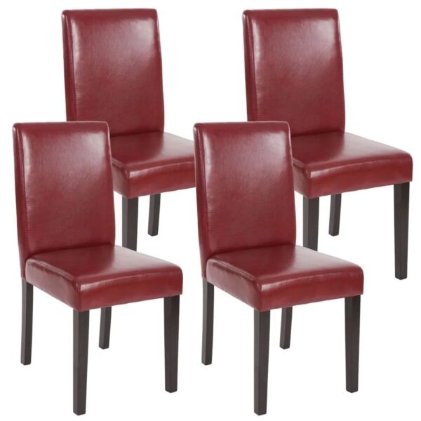 MCW Esszimmerstuhl Littau 4er-Set Kunstleder Rot-Braun Dunkle Beine