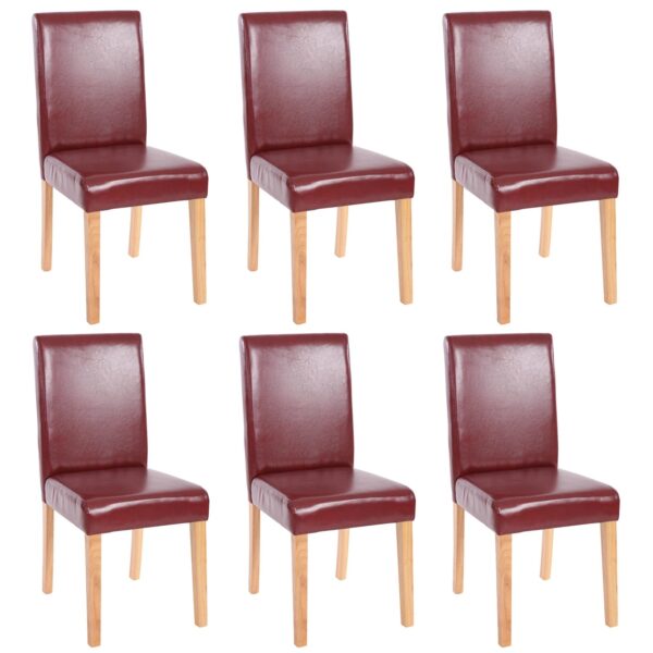 MCW Esszimmerstuhl Littau Kunstleder 6er-Set Kunstleder Rot-Braun Helle Beine