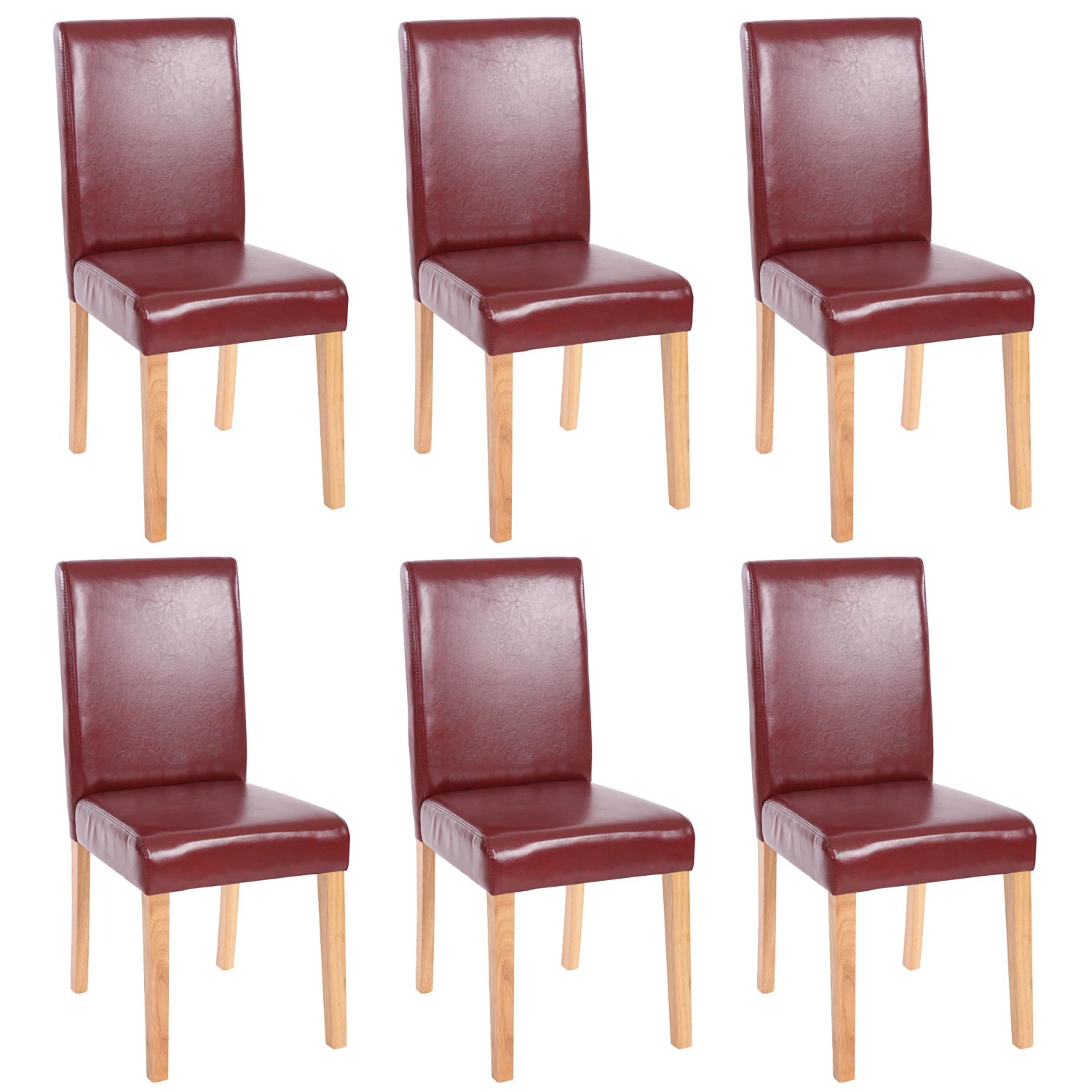 MCW Esszimmerstuhl Littau Kunstleder 6er-Set Kunstleder Rot-Braun Helle Beine