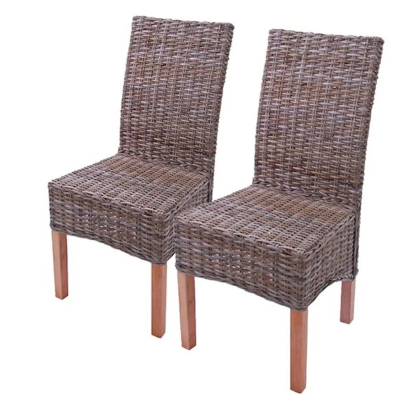 MCW Esszimmerstuhl Var 2er-Set ohne Sitzkissen Kubu-Rattan