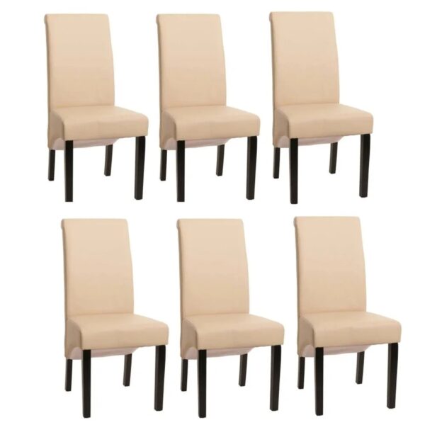 MCW Esszimmerstuhl M37 6er-Set Leder Creme Dunkle Füße MCW Esszimmerstuhl M37 6er-Set Leder Creme Dunkle Füße