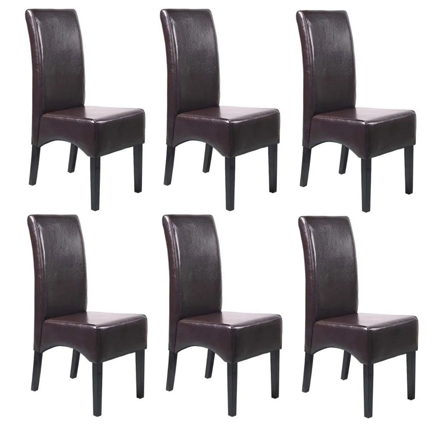 MCW Esszimmerstuhl Crotone 6er-Set Braun Dunkle Beine