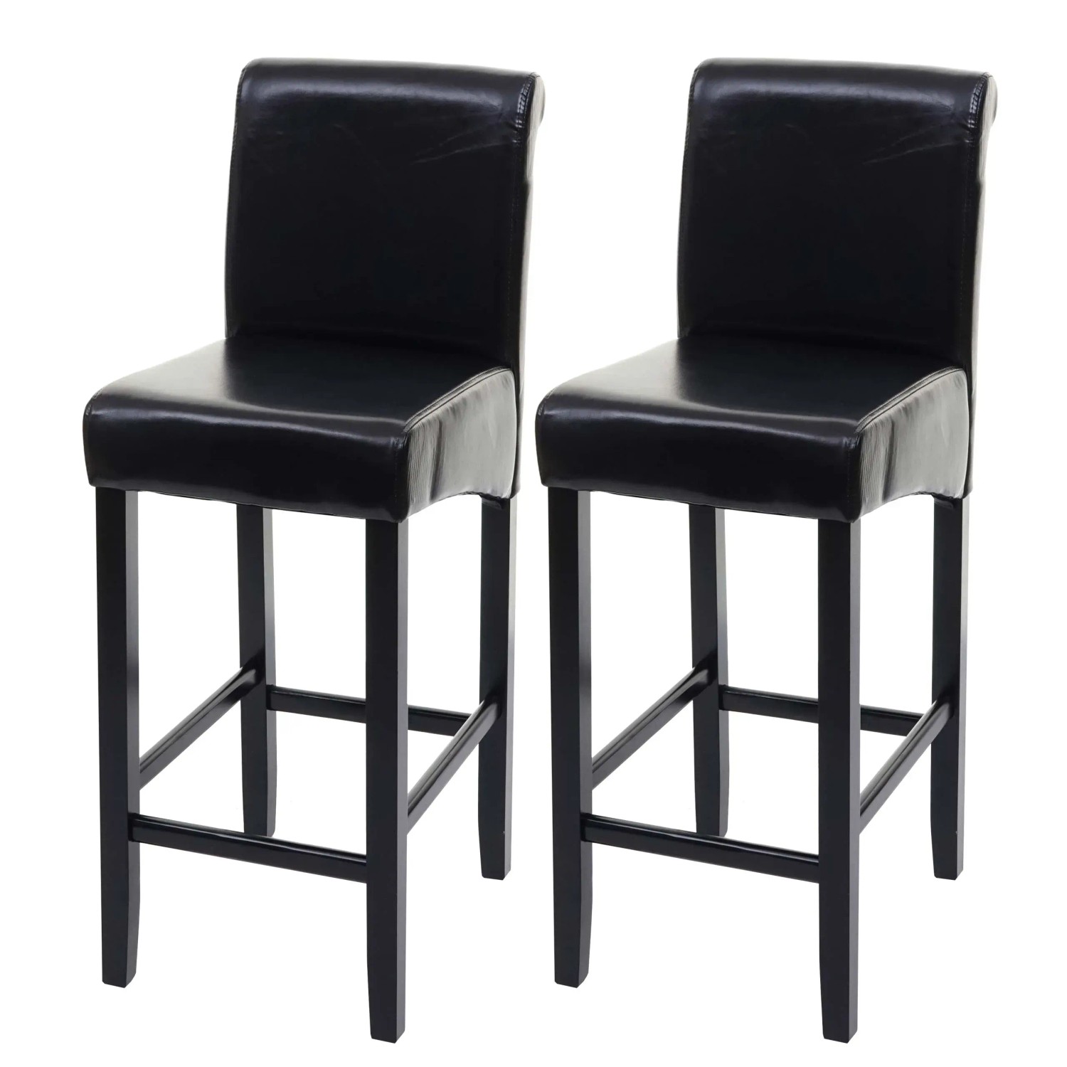 MCW Barhocker C33 2er-Set Schwarz Dunkle Beine Leder