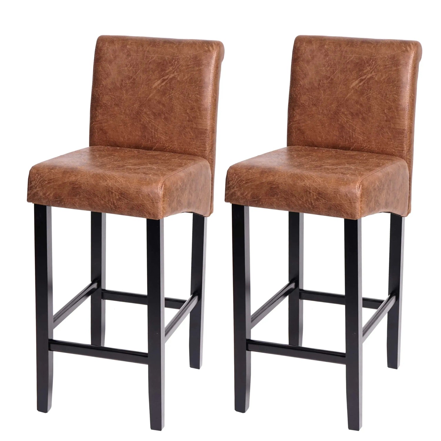 MCW Barhocker C33 2er-Set Wildlederimitat Dunkle Beine Stoff/Textil