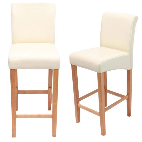 MCW Barhocker C33 2er-Set Creme Helle Beine Leder