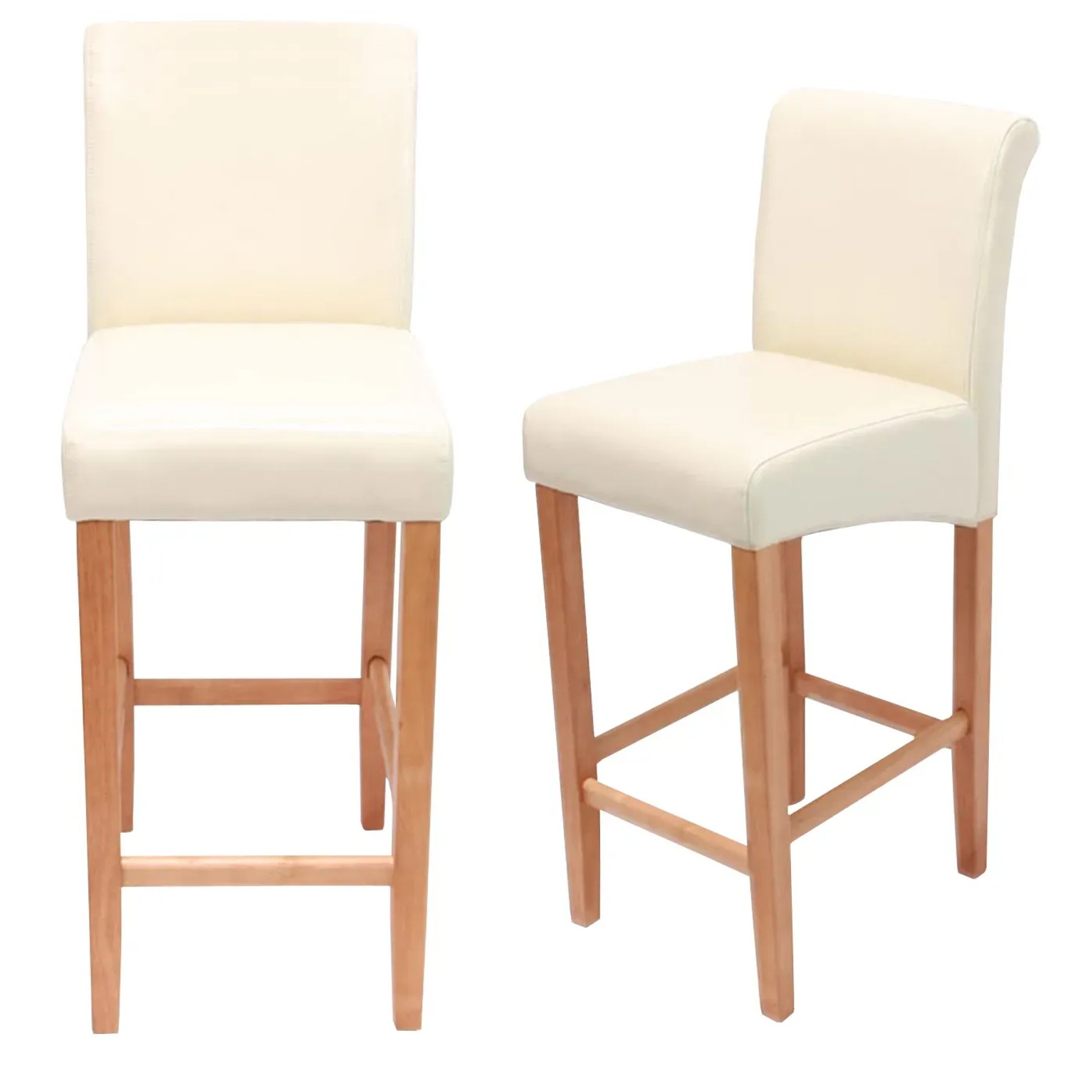 MCW Barhocker C33 2er-Set Creme Helle Beine Leder