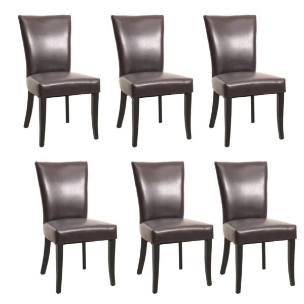 MCW Esszimmerstuhl Edinburgh 6er-Set Kunstleder Braun Dunkle Beine