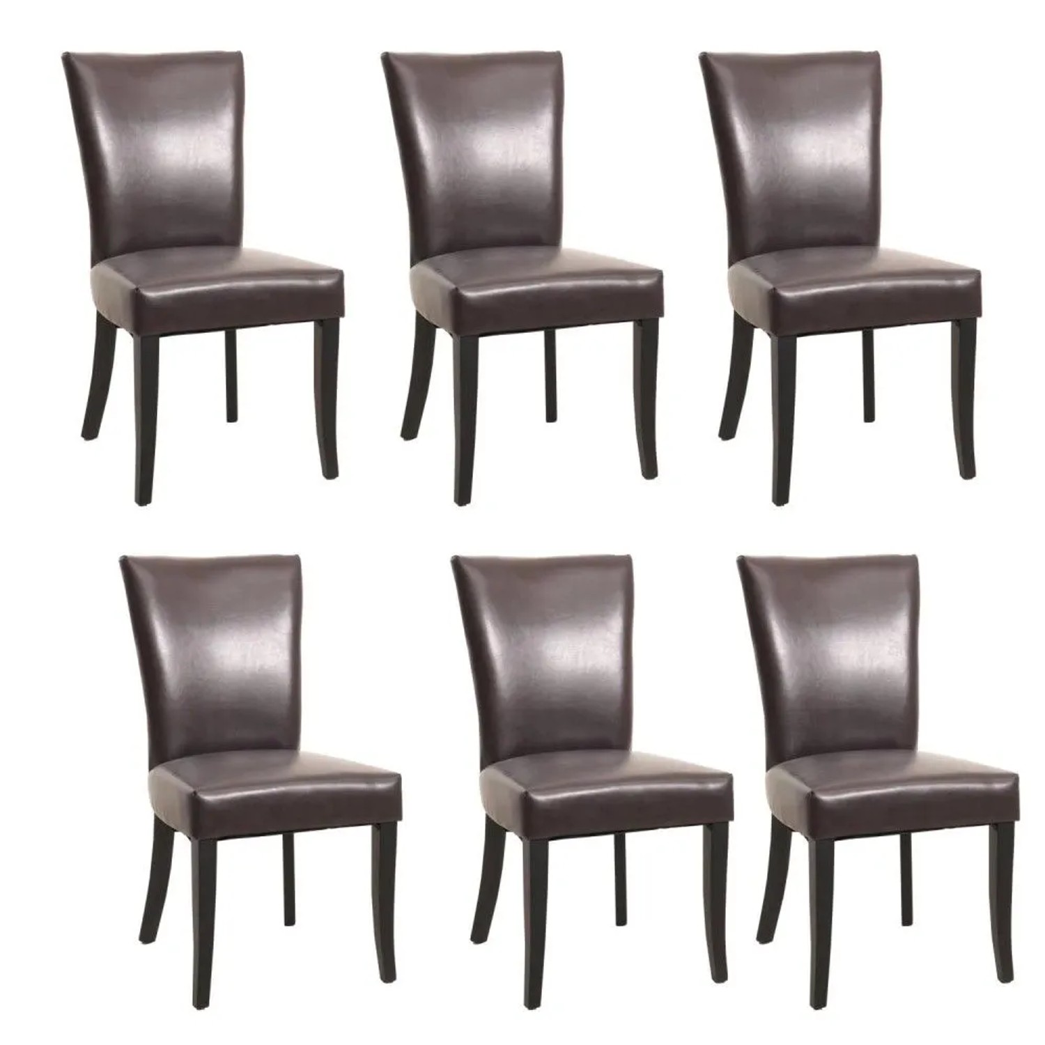 MCW Esszimmerstuhl Edinburgh 6er-Set Kunstleder Braun Dunkle Beine