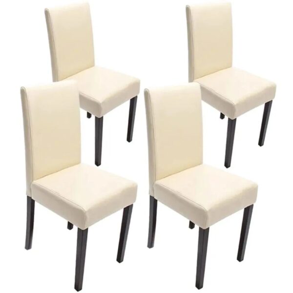 MCW Esszimmerstuhl Littau 4er-Set Leder Creme Dunkle Beine MCW Esszimmerstuhl Littau 4er-Set Leder Creme Dunkle Beine