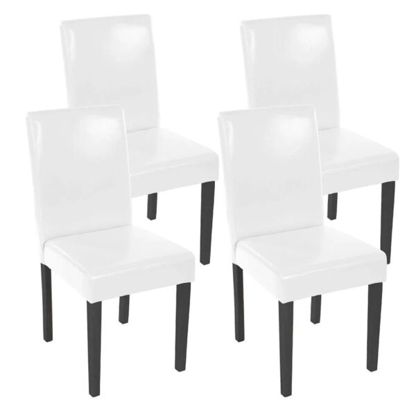 MCW Esszimmerstuhl Littau 4er-Set Leder Weiß Dunkle Beine