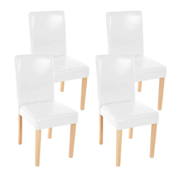 MCW Esszimmerstuhl Littau 4er-Set Leder Weiß Helle Beine