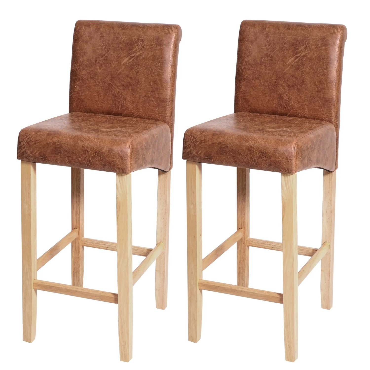MCW Barhocker C33 2er-Set Wildlederimitat Helle Beine Stoff/Textil