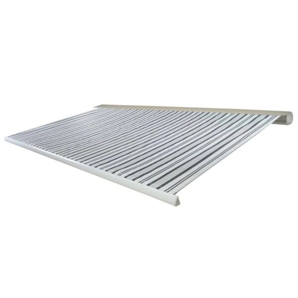MCW Kassetten-Markise H124 mit Volant 5x3m Polyester Grau/Weiß
