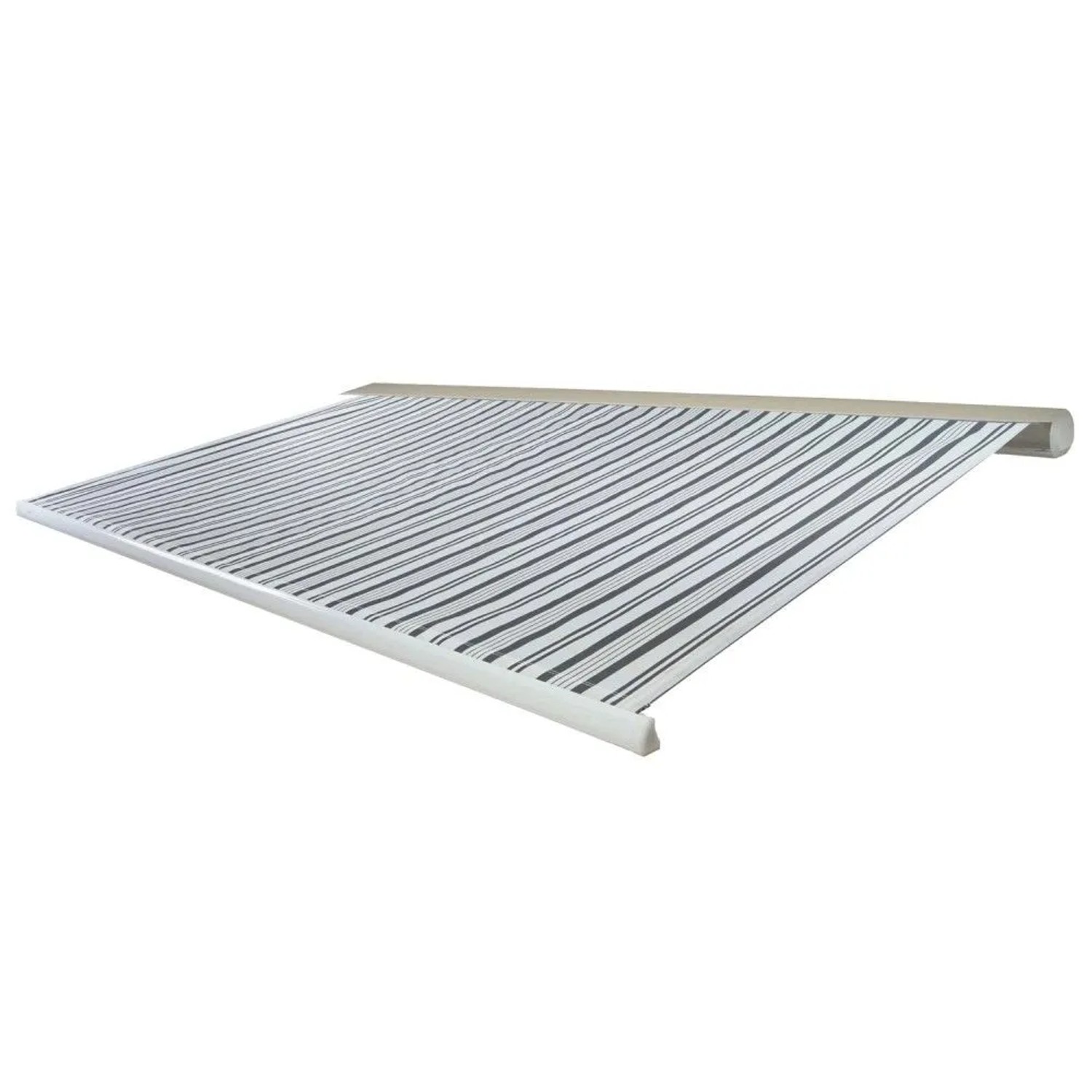 MCW Kassetten-Markise H124 mit Volant 5x3m Polyester Grau/Weiß