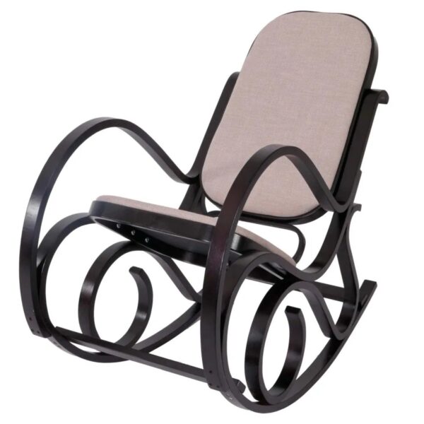MCW Schaukelstuhl Gallarate Walnuss-Optik Stoff/Textil Beige MCW Schaukelstuhl Gallarate Walnuss-Optik Stoff/Textil Beige