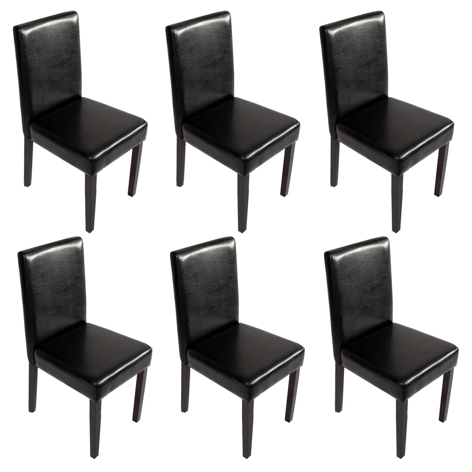 MCW Esszimmerstuhl Littau Kunstleder 6er-Set Kunstleder Schwarz Dunkle Beine