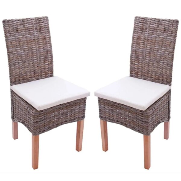MCW Esszimmerstuhl Var 2er-Set mit Sitzkissen Kubu-Rattan
