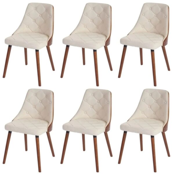 MCW Esszimmerstuhl A75 6er-Set Kunstleder Creme