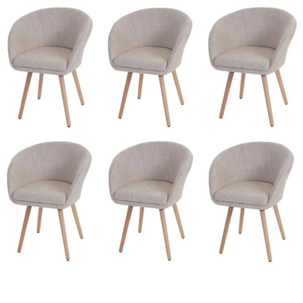 MCW Esszimmerstuhl Vaasa T633 6er-Set Textil Creme/grau