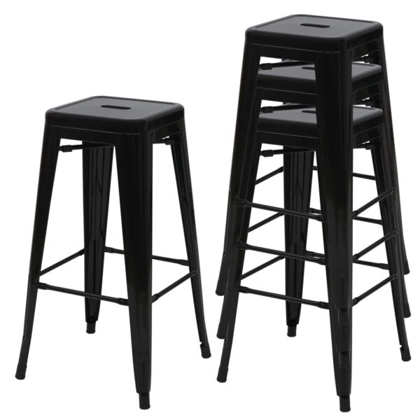 MCW Barhocker A73 Metall 4er-Set Schwarz