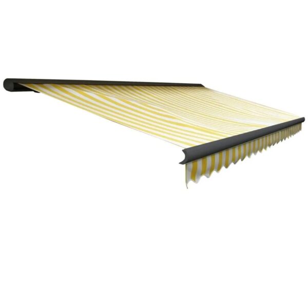 MCW Kassetten-Markise H122 mit Volant 4x3m Polyester Gelb/Weiß Anthrazit MCW Kassetten-Markise H122 mit Volant 4x3m Polyester Gelb/Weiß Anthrazit