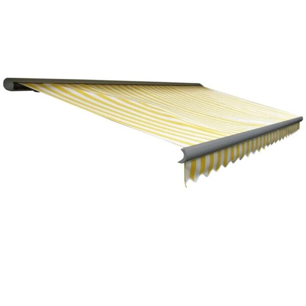 MCW Kassetten-Markise H122 mit Volant 4x3m Polyester Gelb/Weiß Grau MCW Kassetten-Markise H122 mit Volant 4x3m Polyester Gelb/Weiß Grau